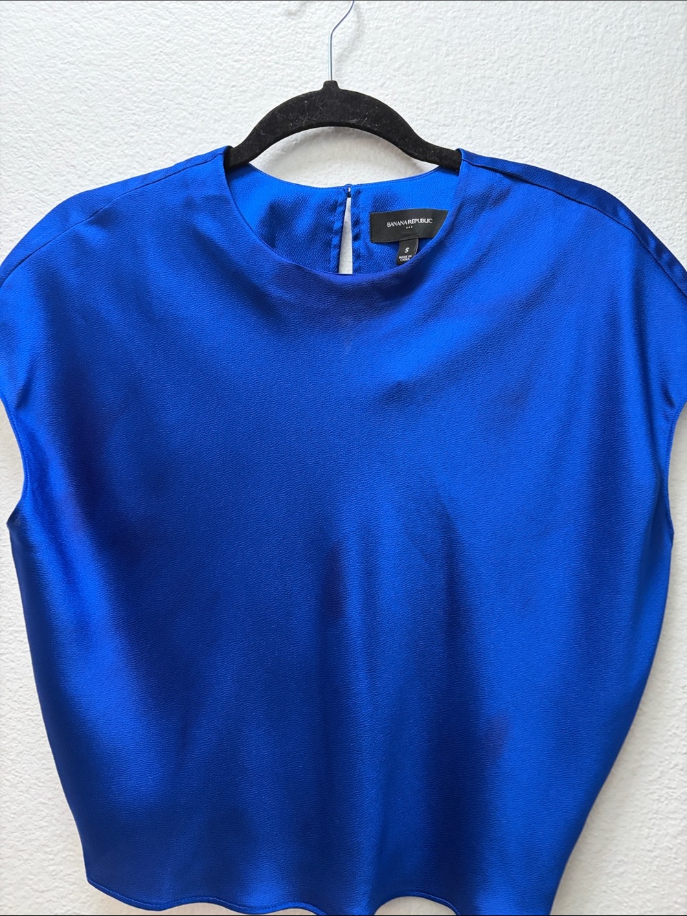 Banana Republic Women's Satin Crewneck Blouse - Cobalt Blue